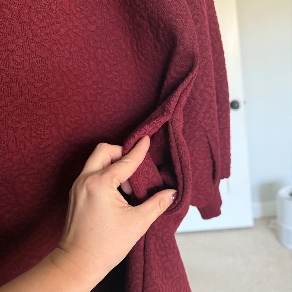 Anthropologie Mare Mare Odila Maroon Textured Knit long sleeve dress tunic - Picture 5 of 7